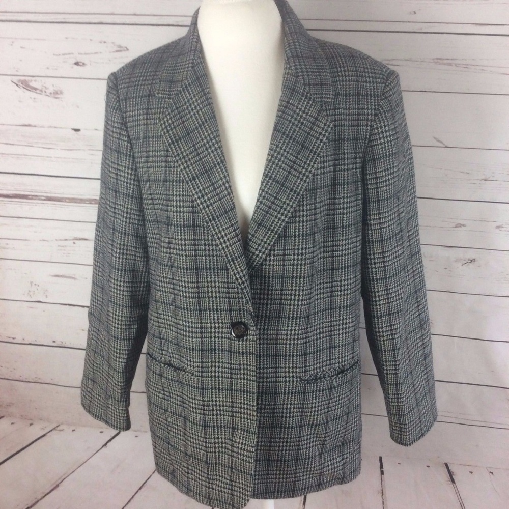 REQUIREMENTS Women Size 14 Plaid Blazer Jacket